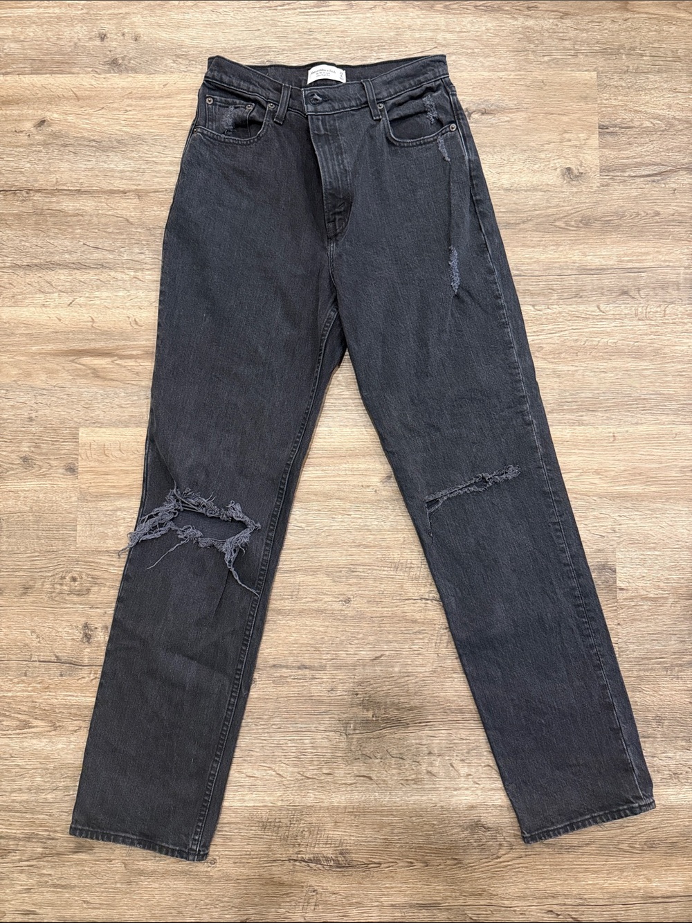 Abercrombie & Fitch Black Ripped Boyfriend Jeans